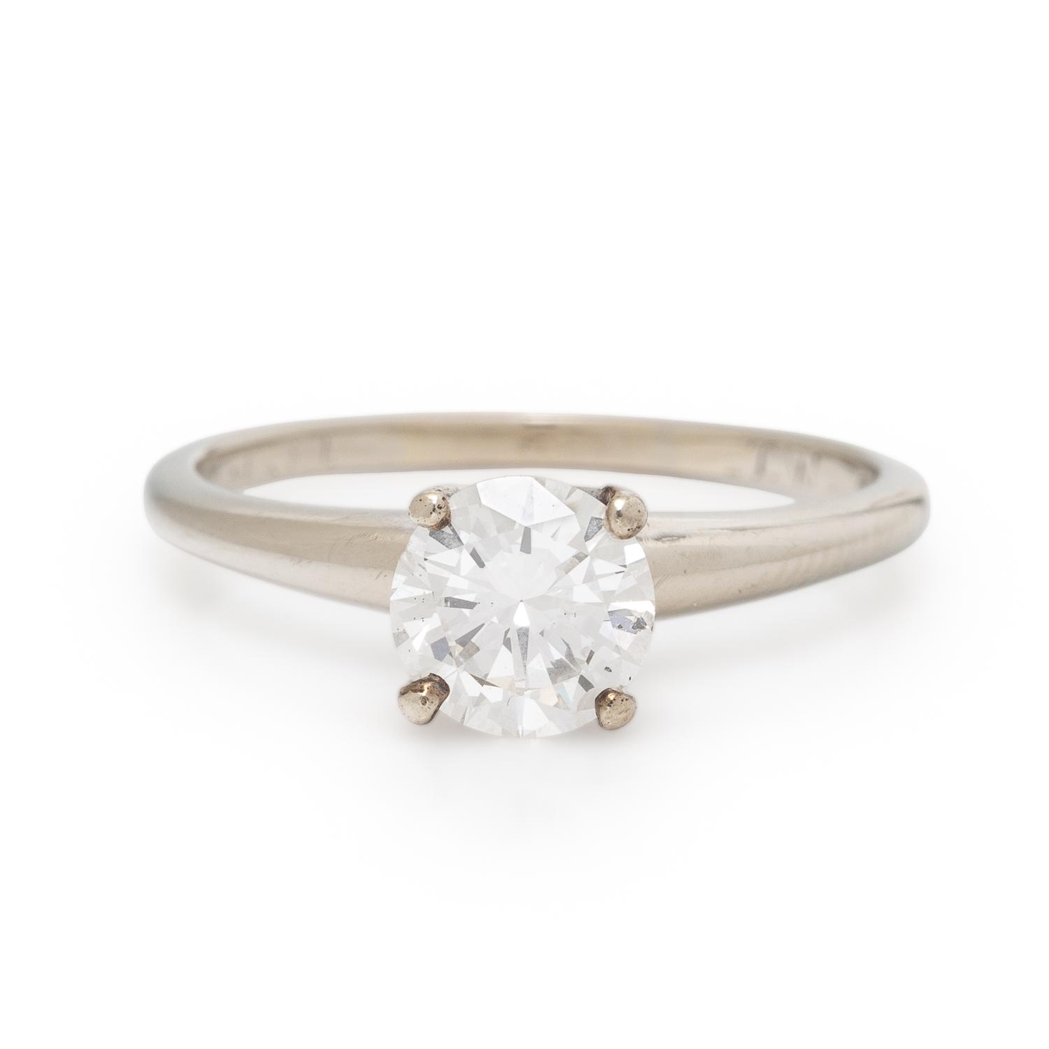 Diamond and White Gold Solitaire Ring