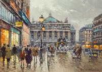 Antoine Blanchard, (French, 1910-1988), Avenue de l'Opera, Paris