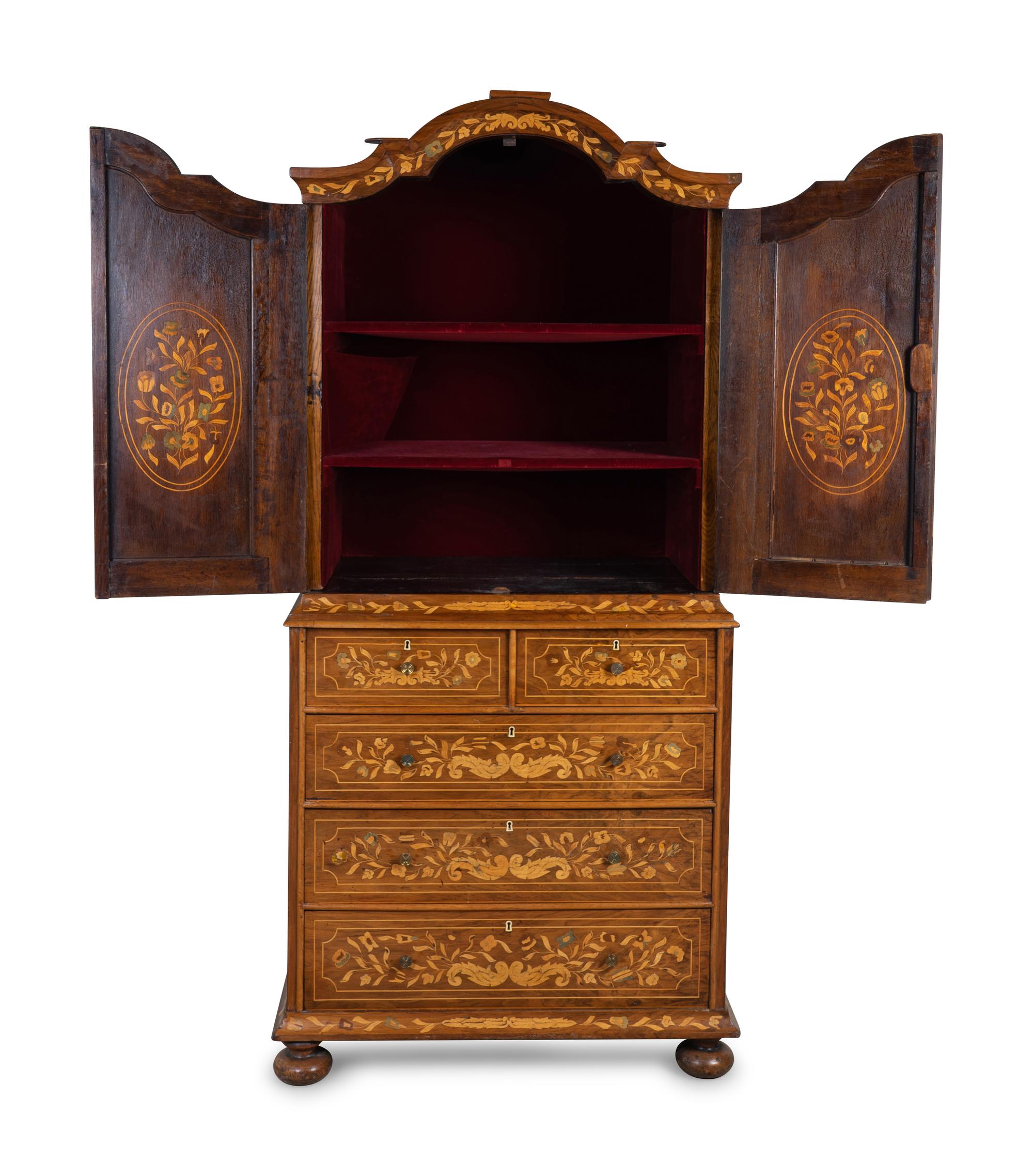 A Dutch Baroque Style Marquetry Cabinet — 19TH CENTURY