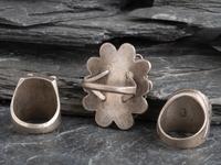 Navajo and Southwestern-style Silver Rings, PLUS Pueblo Rolled Turquoise Necklace