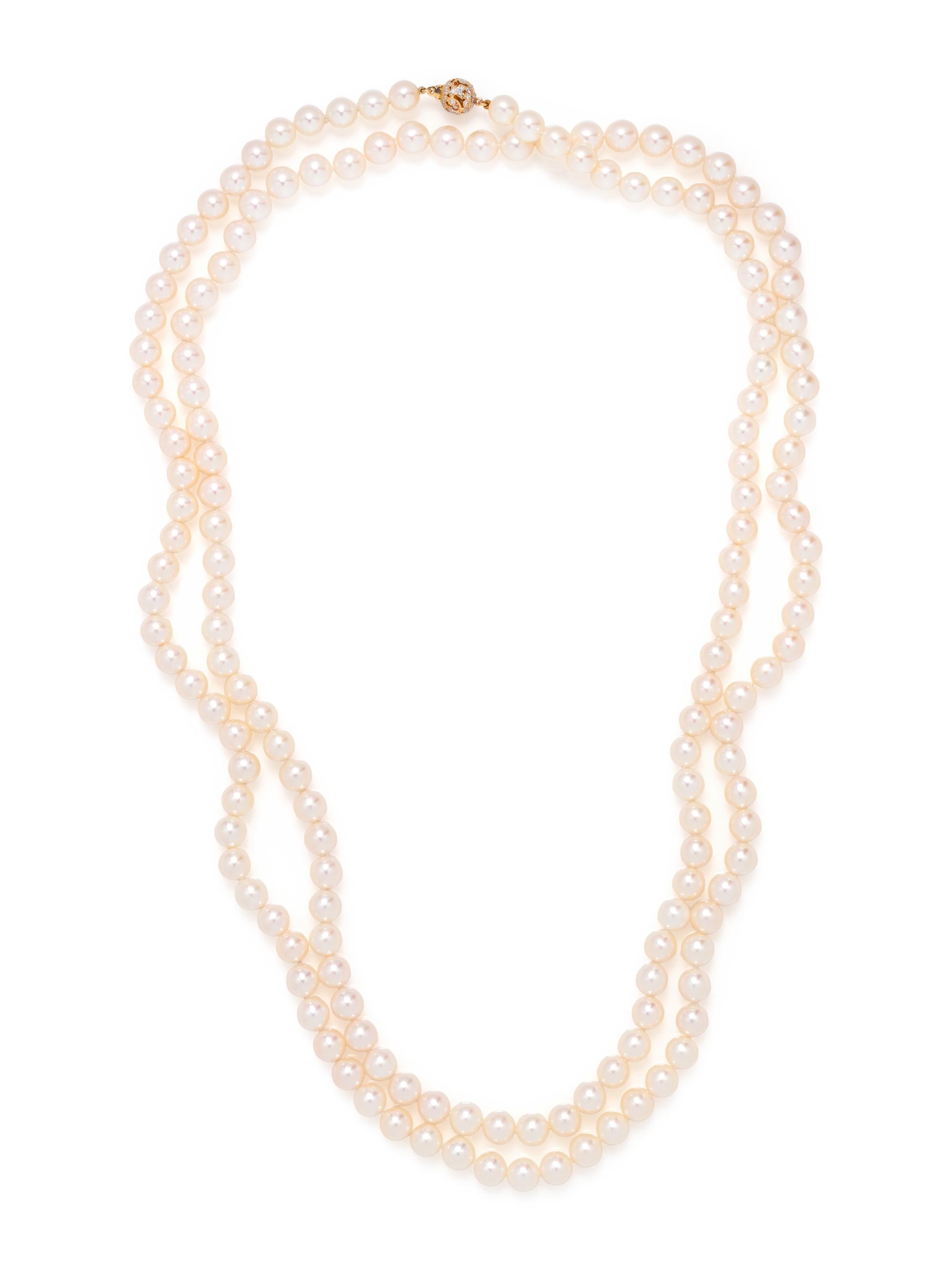 CULTURED PEARL AND DIAMOND NECKLACE