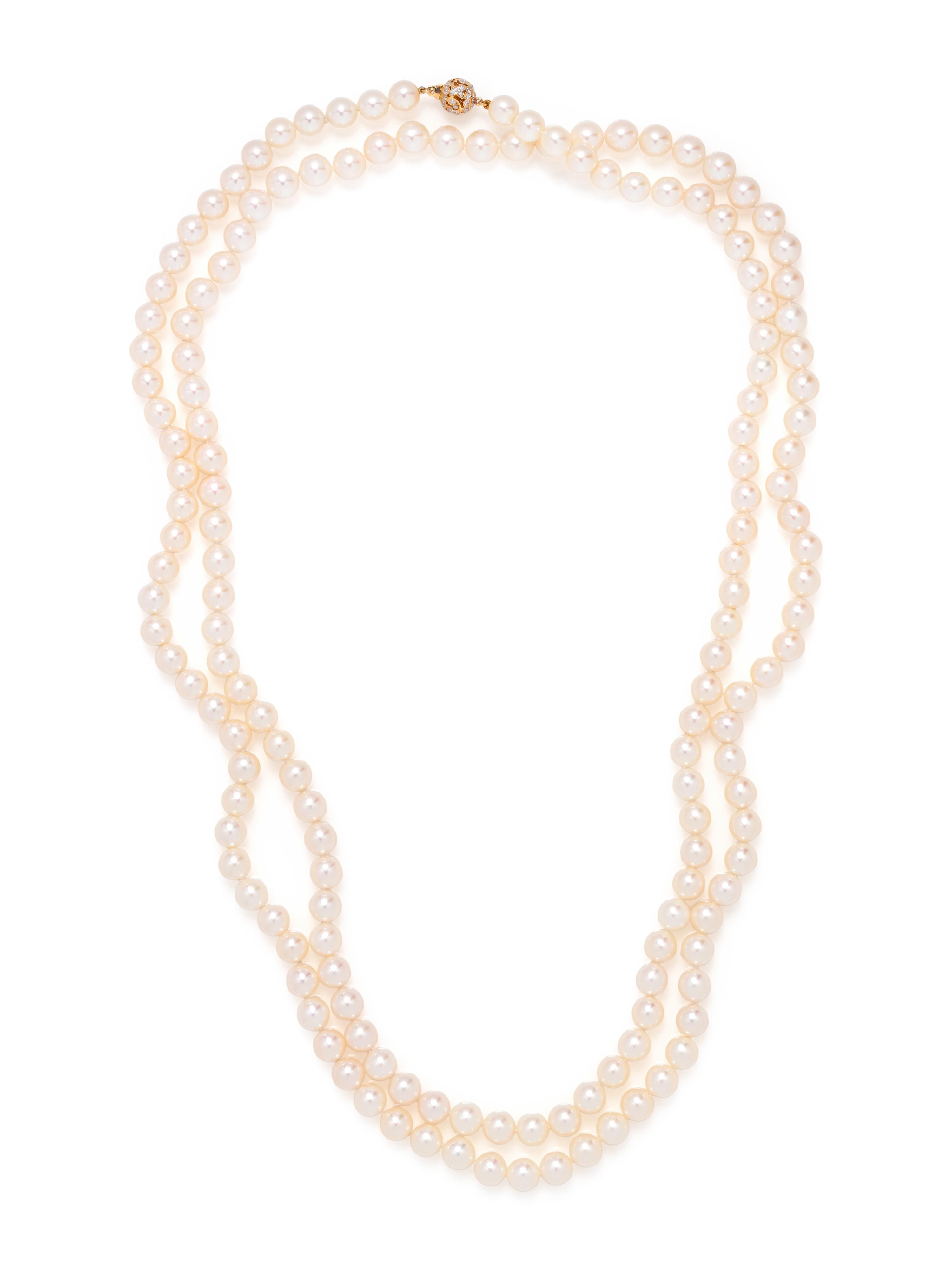 CULTURED PEARL AND DIAMOND NECKLACE