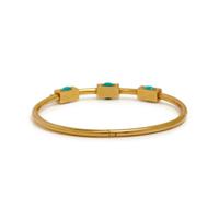 VICTORIAN, PAIR OF YELLOW GOLD AND TURQUOISE BANGLE BRACELETS