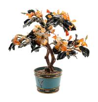 A Chinese Hardstone Tree in a Cloisonné Enamel Jardinière