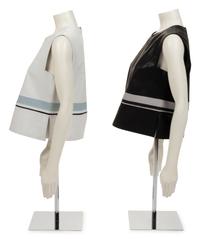Two Ralph Rucci Leather Color Block Tops