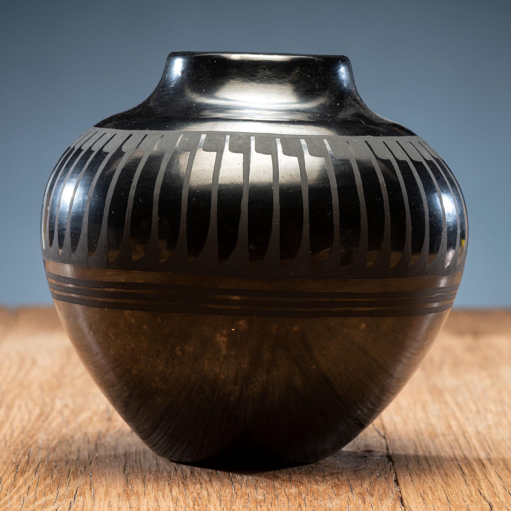 Santana and Adam Martinez (San Ildefonso, 1909-2002 / 1903-2000) Blackware Pottery Bowl