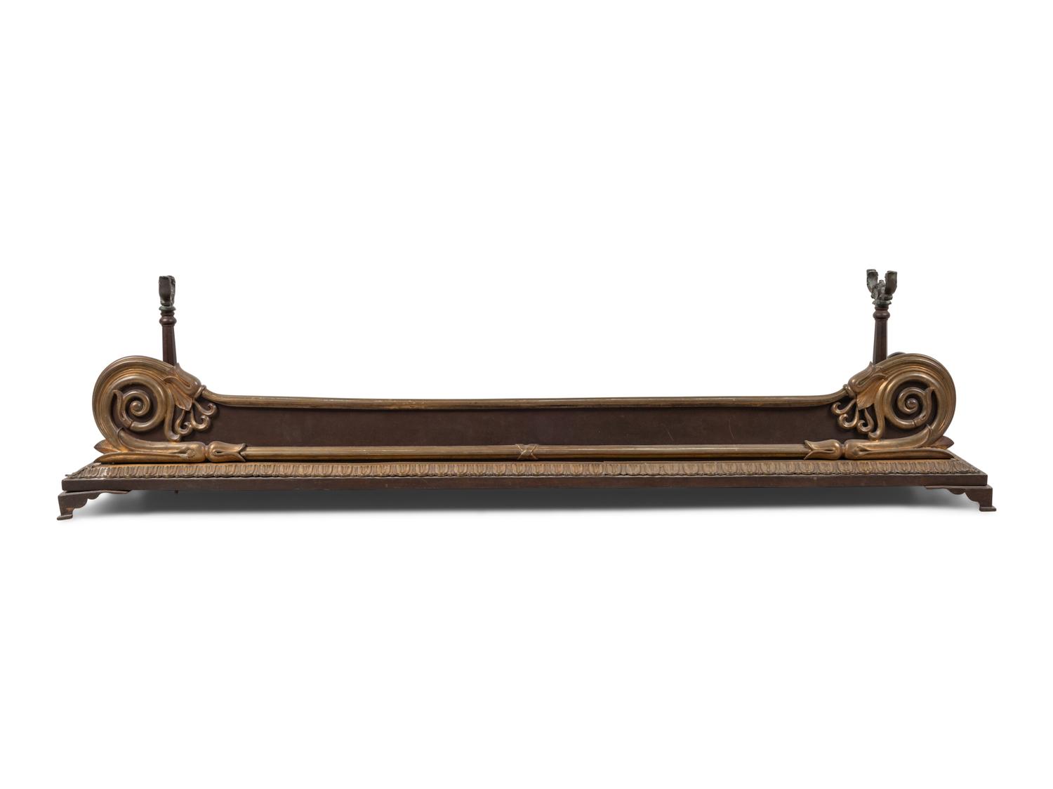 An Empire Style Gilt Bronze Fireplace Fender