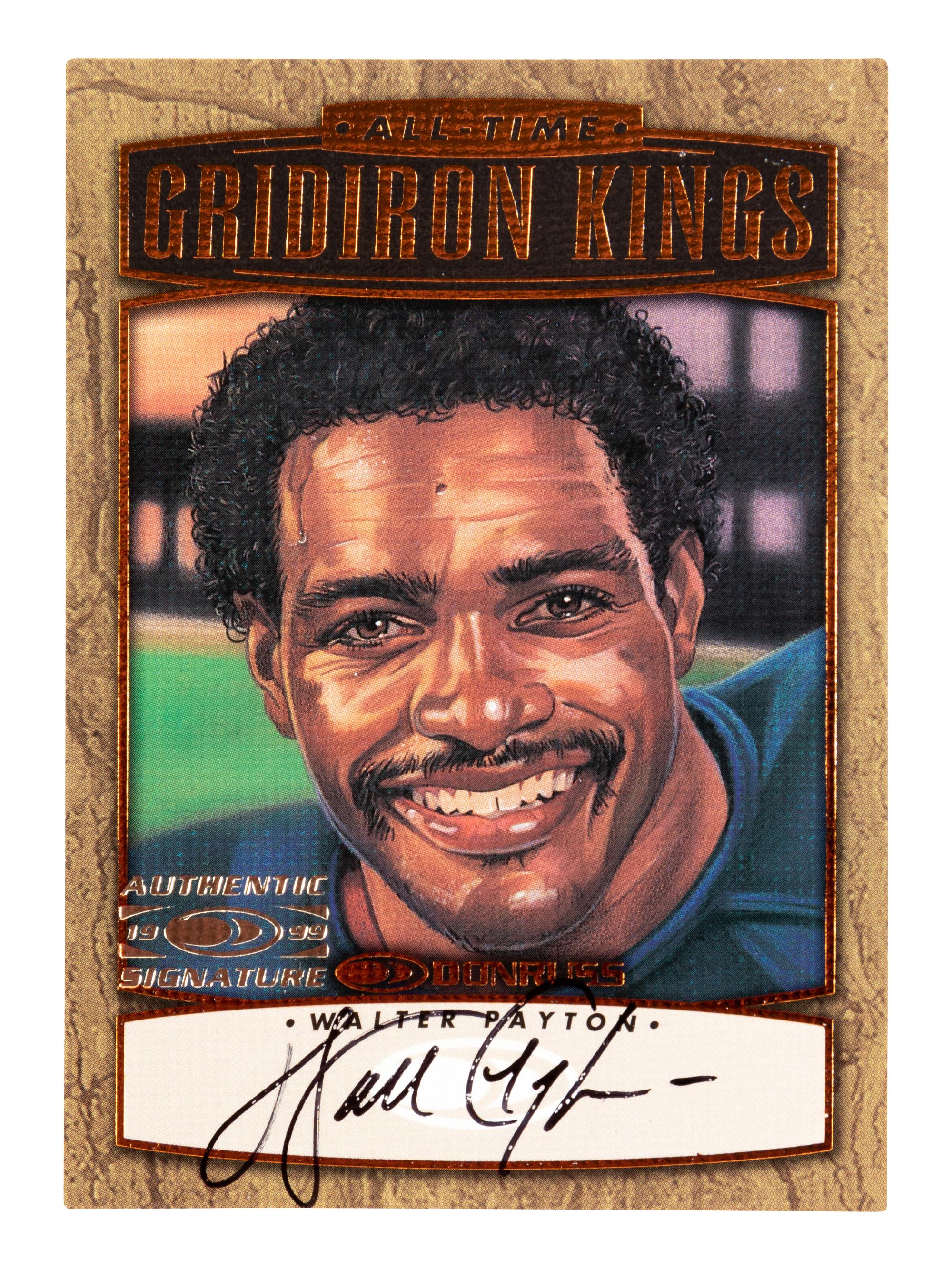 A Complete Set of Five Signed 1999 Donruss Gridiron Kings Football Cards (Payton, Starr, Unitas, Brown, Campbell),