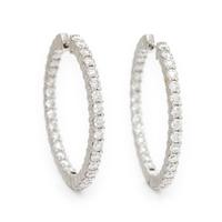 DIAMOND AND WHITE GOLD INSIDE OUT HOOP EARRINGS