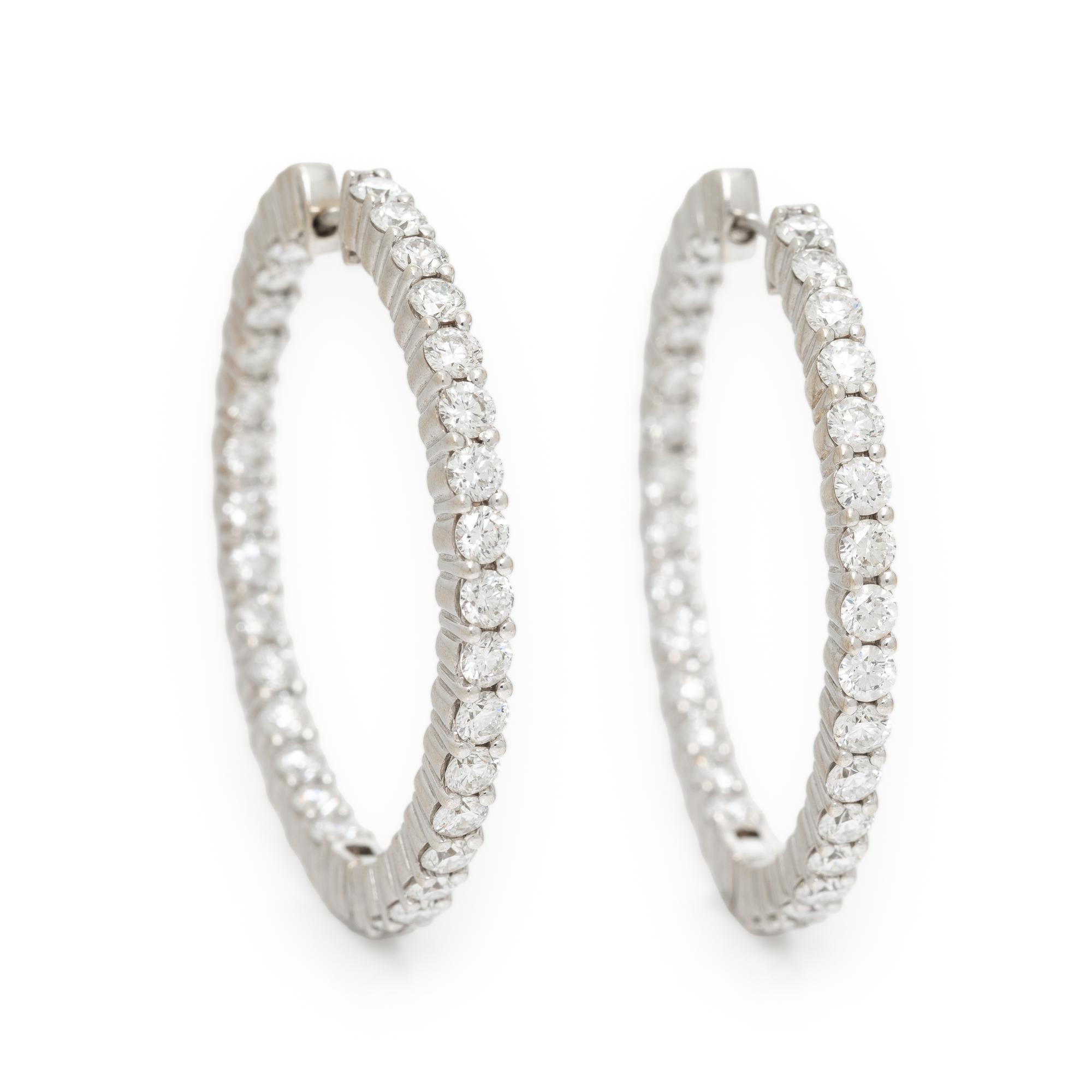 DIAMOND AND WHITE GOLD INSIDE OUT HOOP EARRINGS