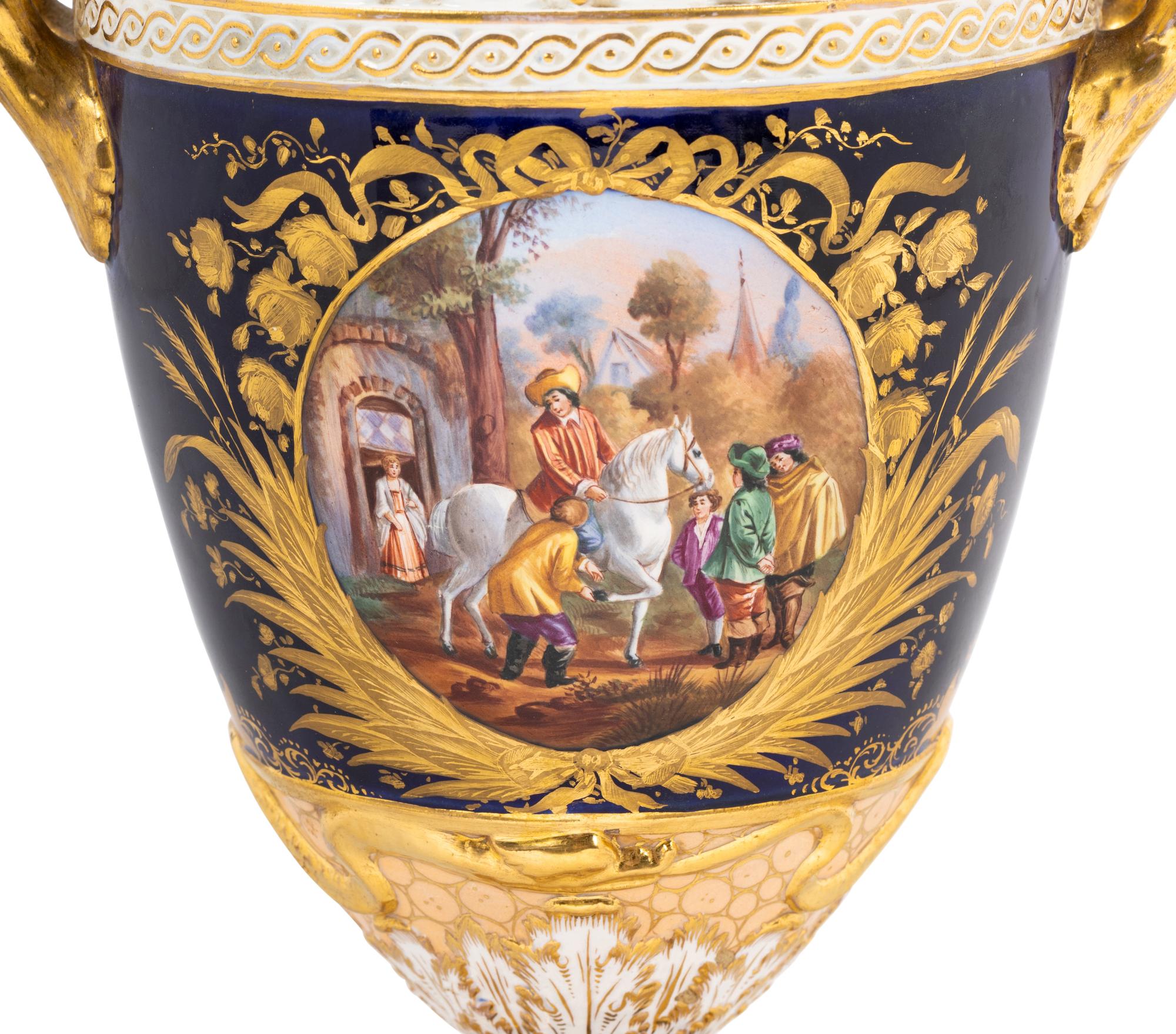 A Continental Porcelain Lidded Vase