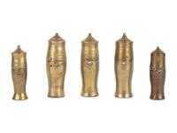 Five African Brass Canisters
