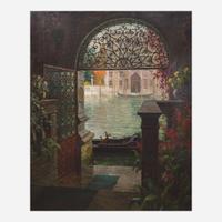Louis Aston Knight (American, 1873-1948) Canal View Through Gate