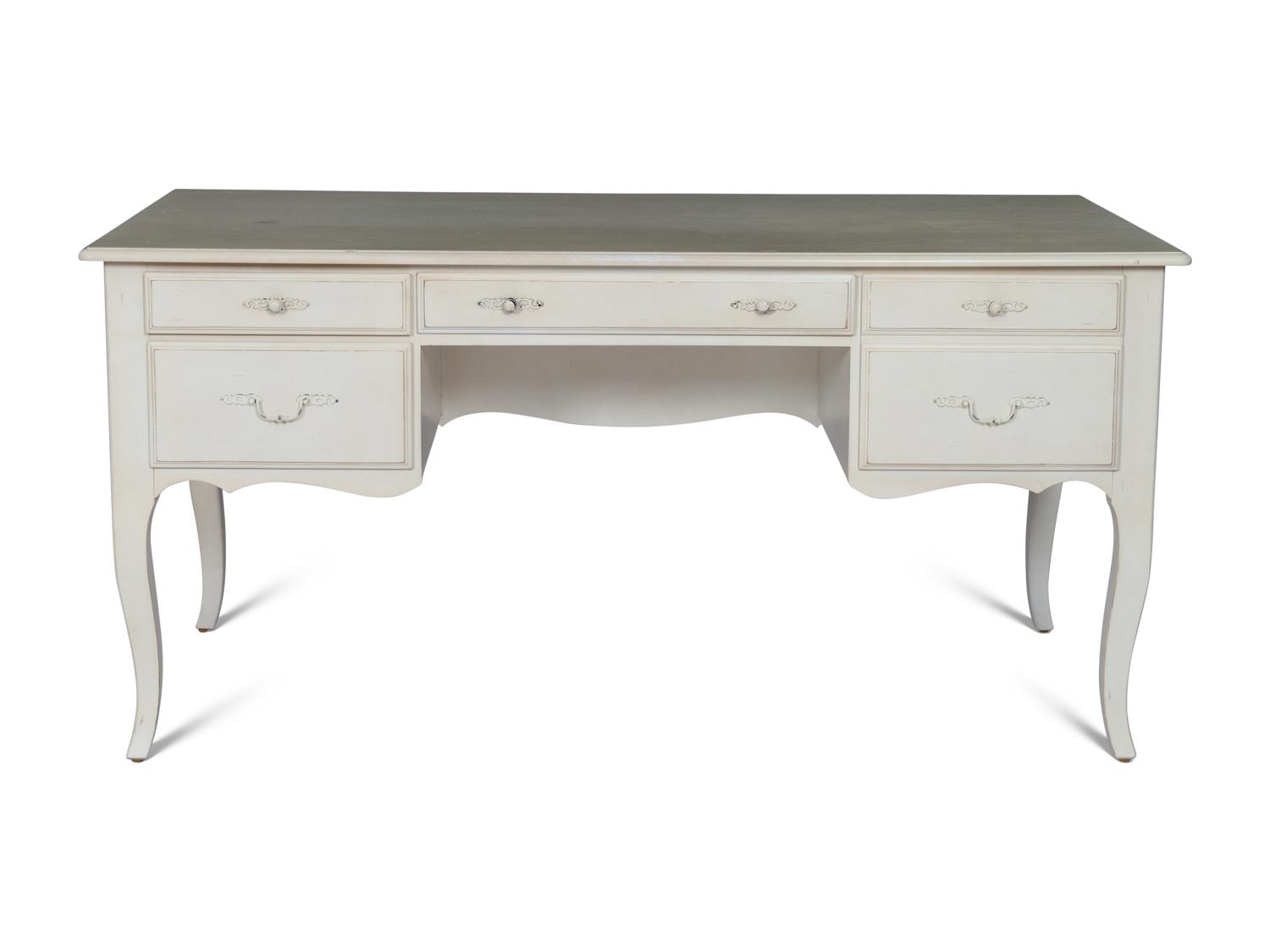 A Louis XV Style White-Painted Desk