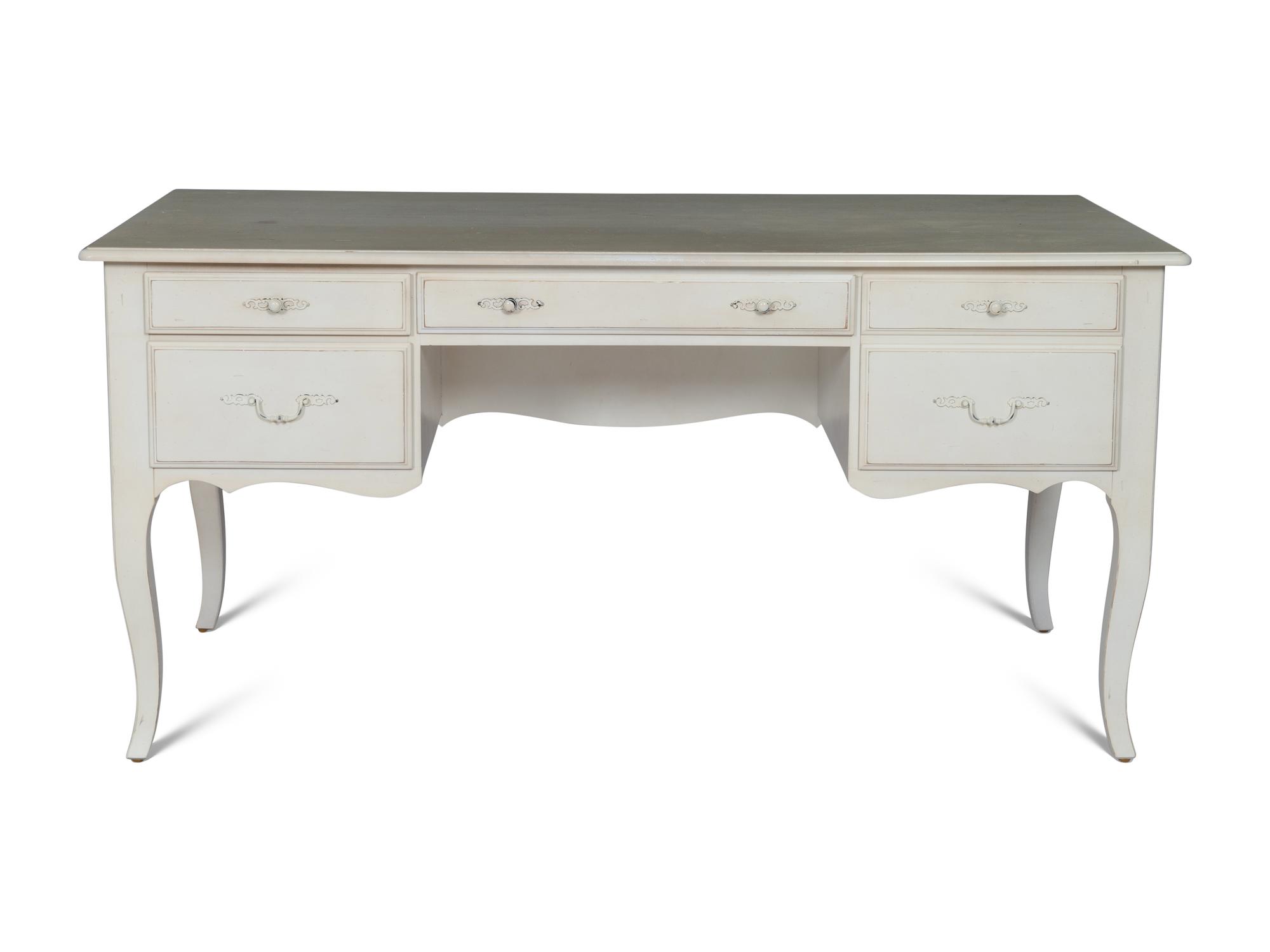 A Louis XV Style White-Painted Desk