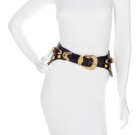 A Gianni Versace Black Leather Medallion Wide Belt, Size 75.