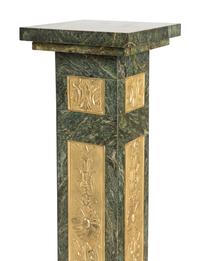 A Pair of Louis XVI Style Gilt Bronze Mounted Marble Pedestals
