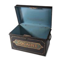 A Painted Tin Cocaine Storage Box