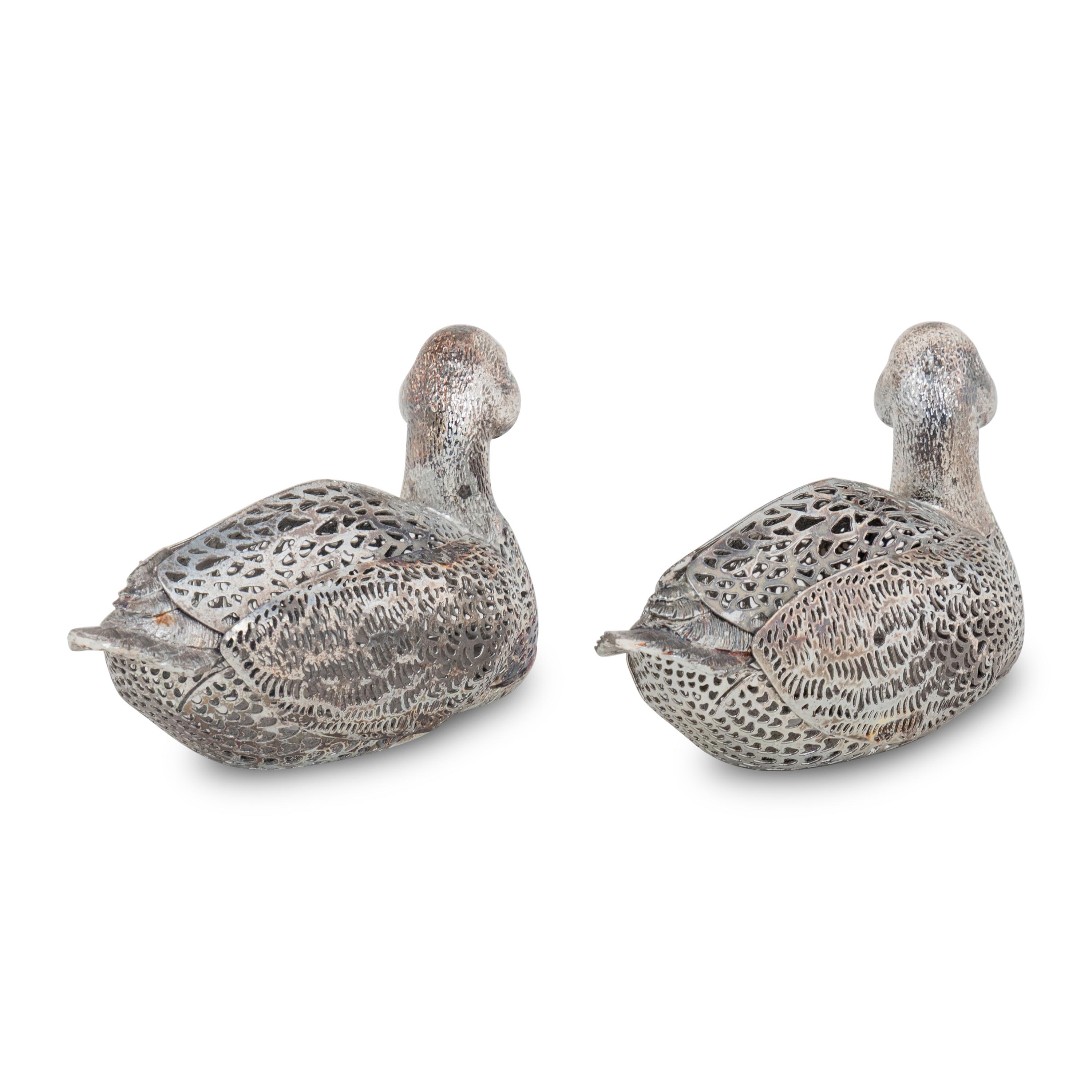 A Pair of Christofle Silver-Plate Duck Figures