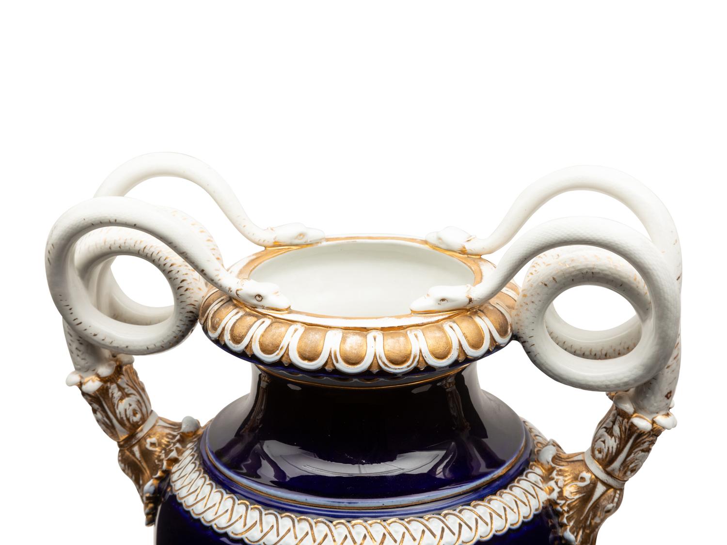 A Meissen Porcelain Snake-Handled Urn