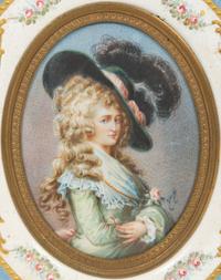 Two Continental Painted Porcelain Plaques in Gilt Metal Frames