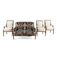 An Assembled Louis XVI Style Carved Beechwood Four-Piece Seating Suite