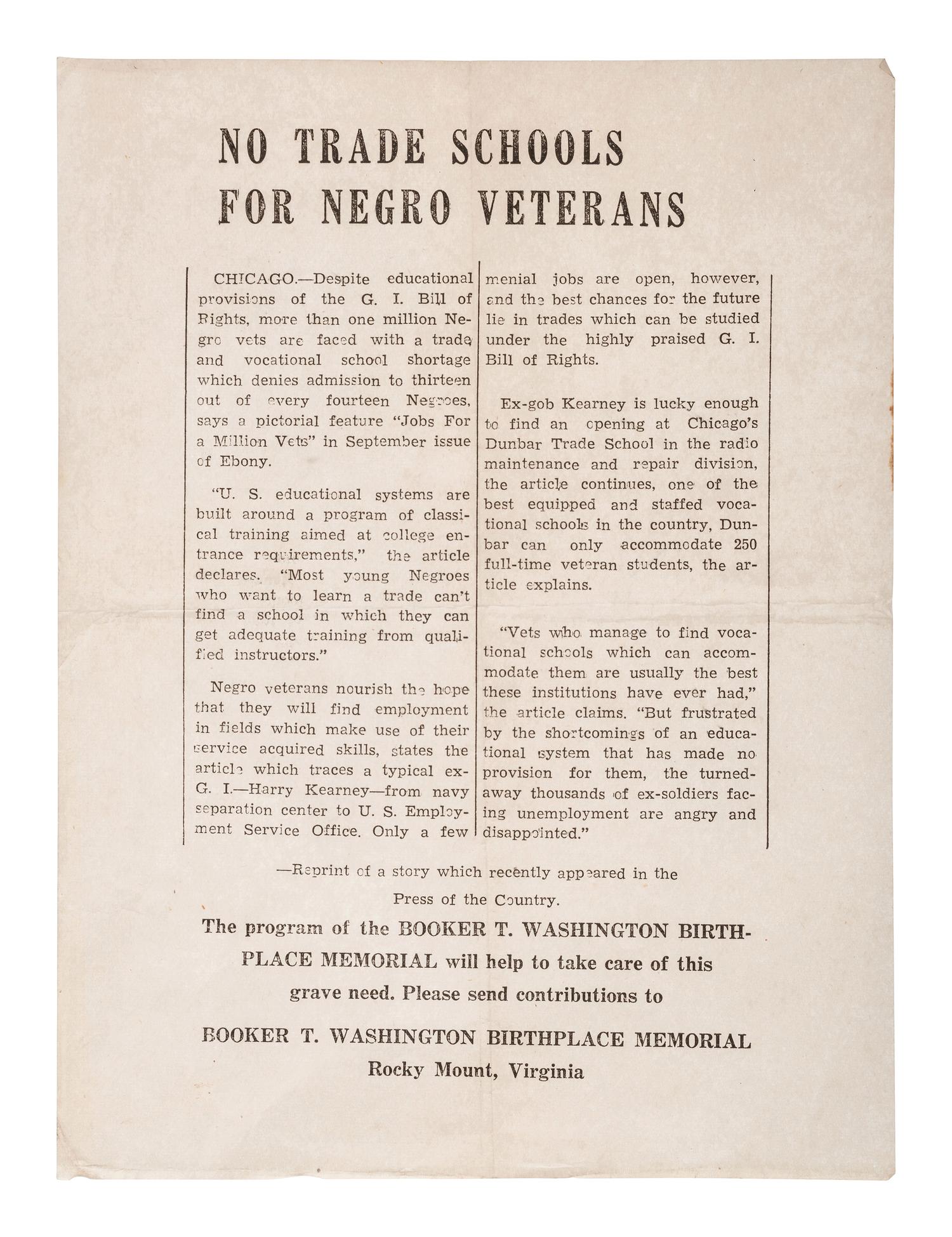 [AFRICAN AMERICANA]. Ephemera associated with WWII-era "Military Jim Crow," comprising: