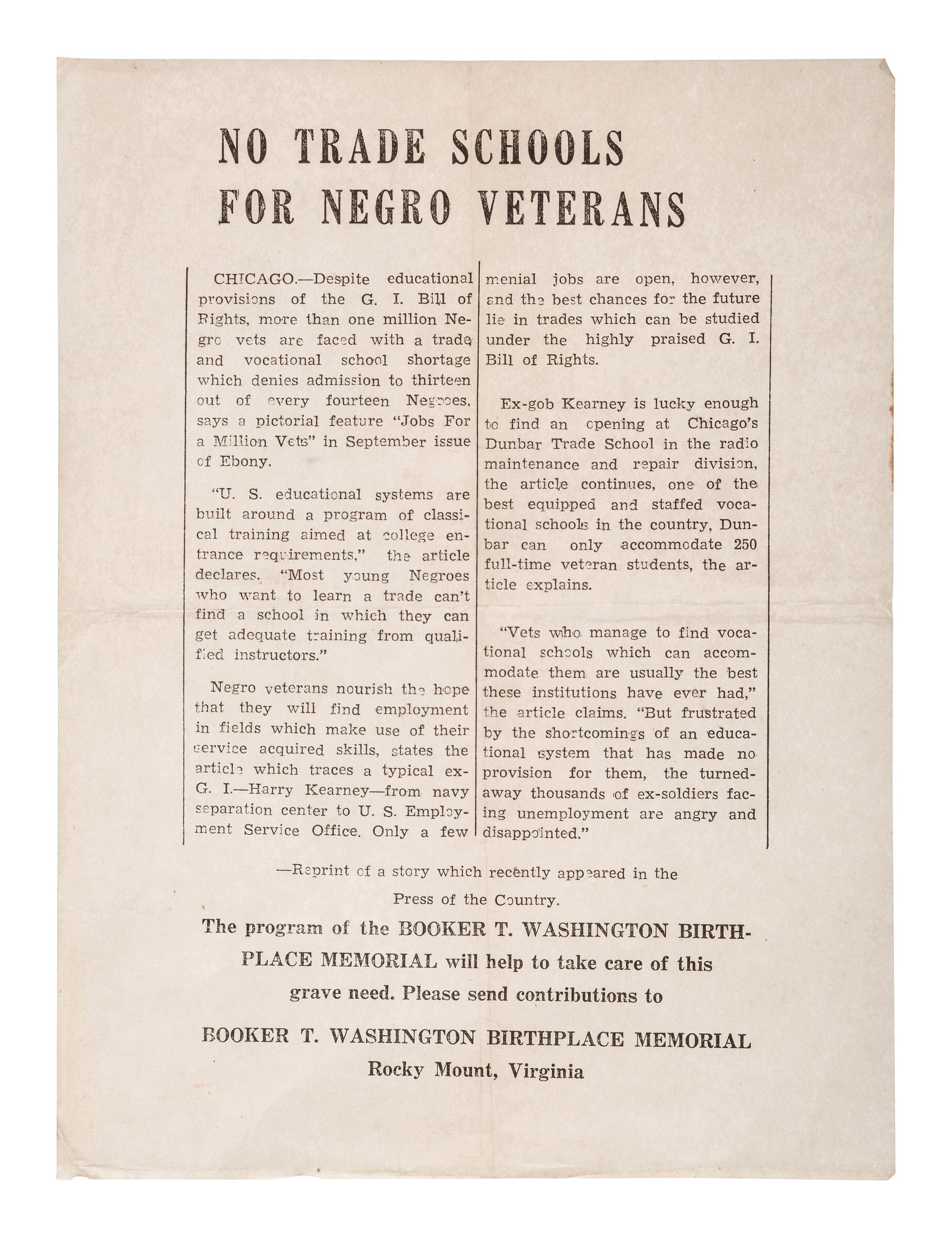 [AFRICAN AMERICANA]. Ephemera associated with WWII-era "Military Jim Crow," comprising: