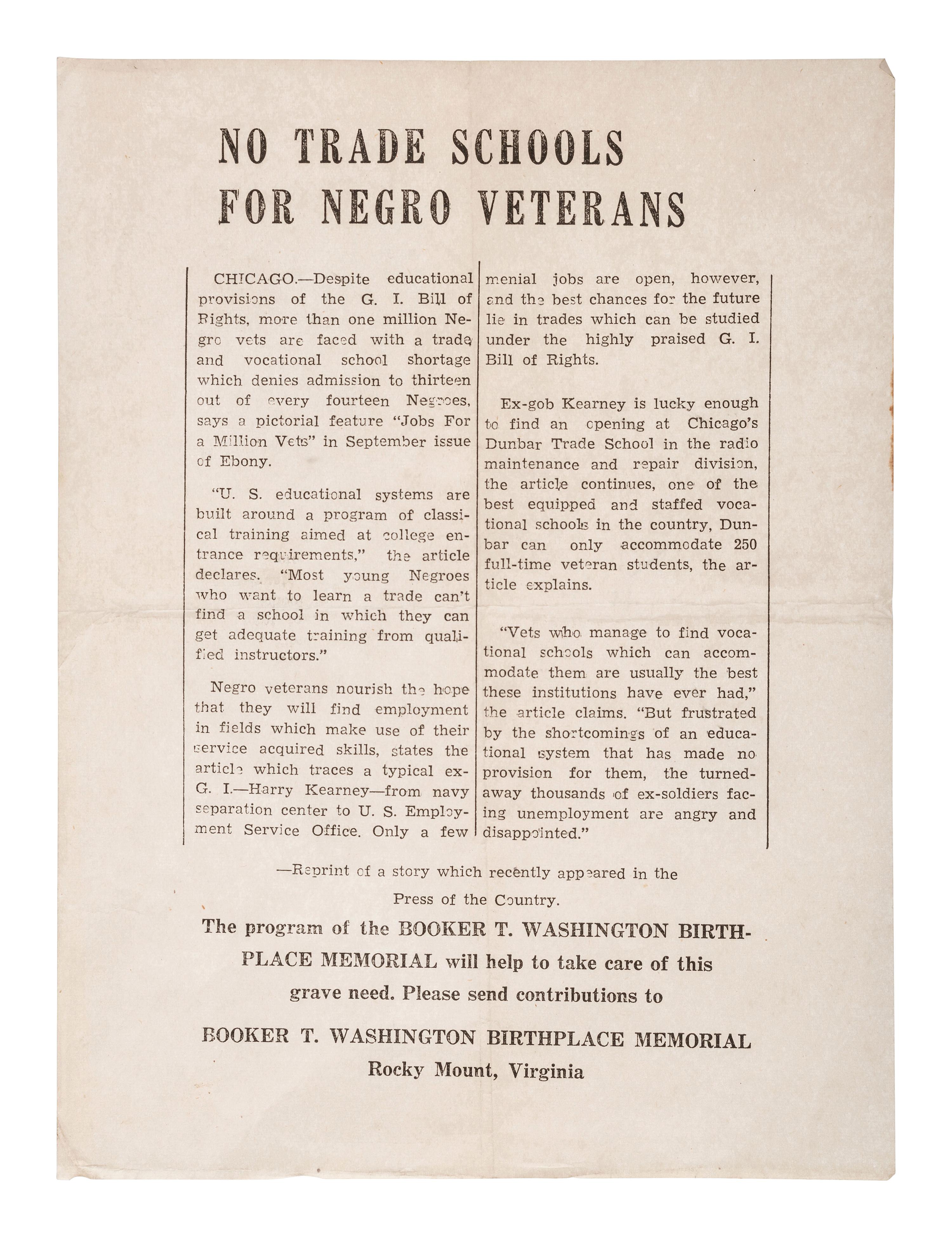 [AFRICAN AMERICANA]. Ephemera associated with WWII-era "Military Jim Crow," comprising: