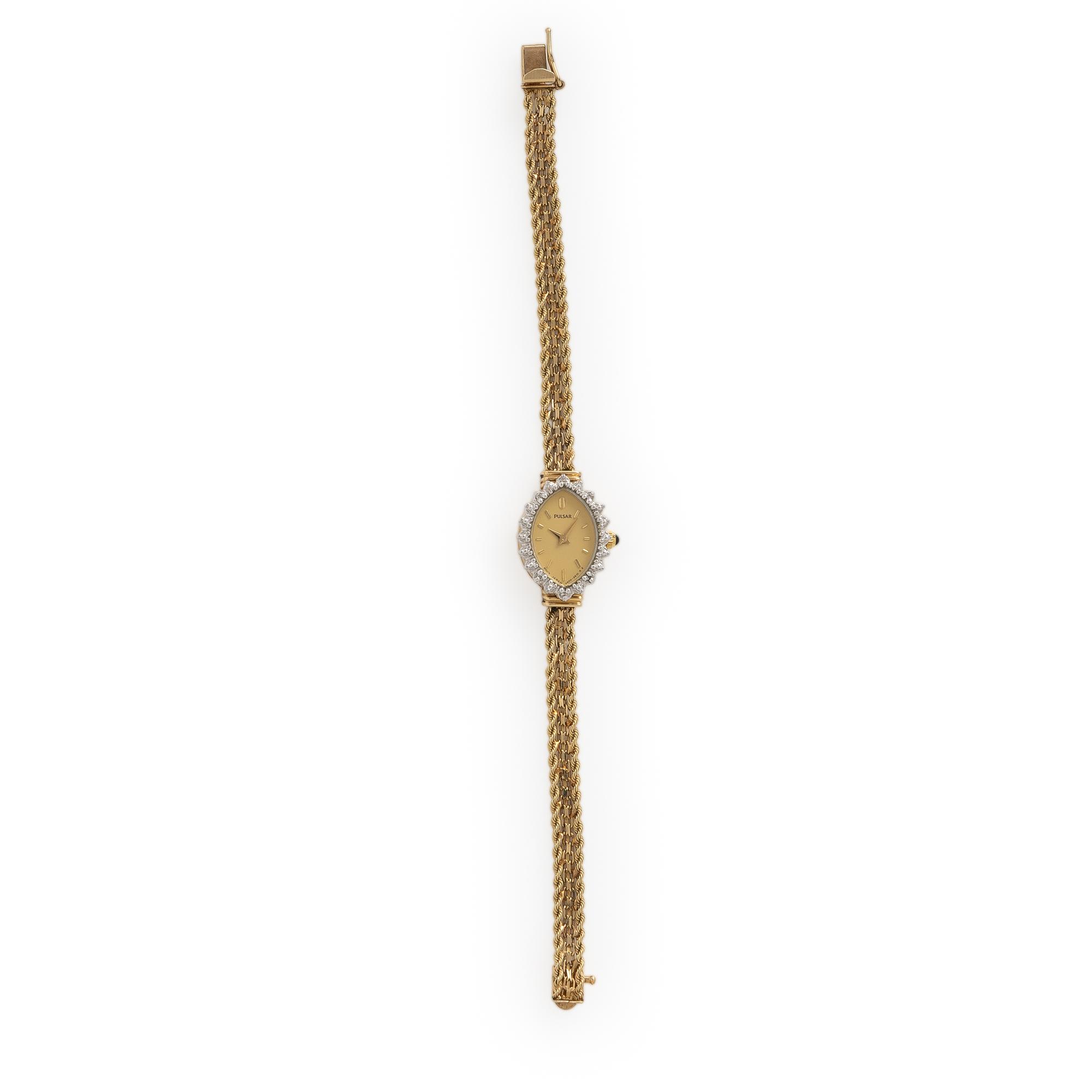 Pulsar, 14K Yellow Gold and Diamond Watch