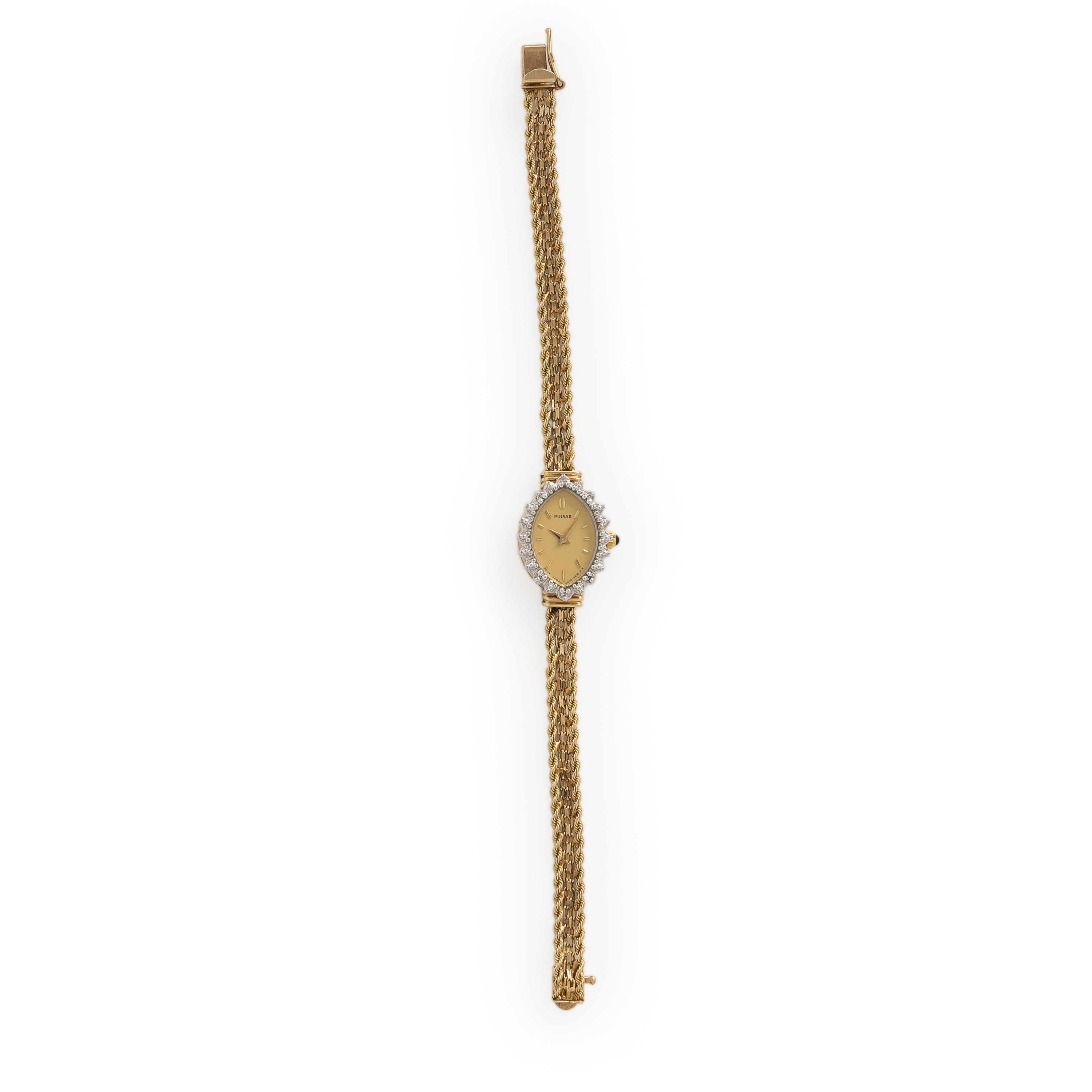 Pulsar, 14K Yellow Gold and Diamond Watch