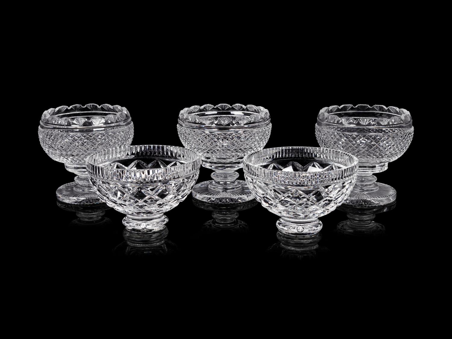 A Group of Five Waterford Cut Glass Bowls