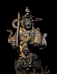 A Parcel Gilt Bronze Figure of Guardian Weituo