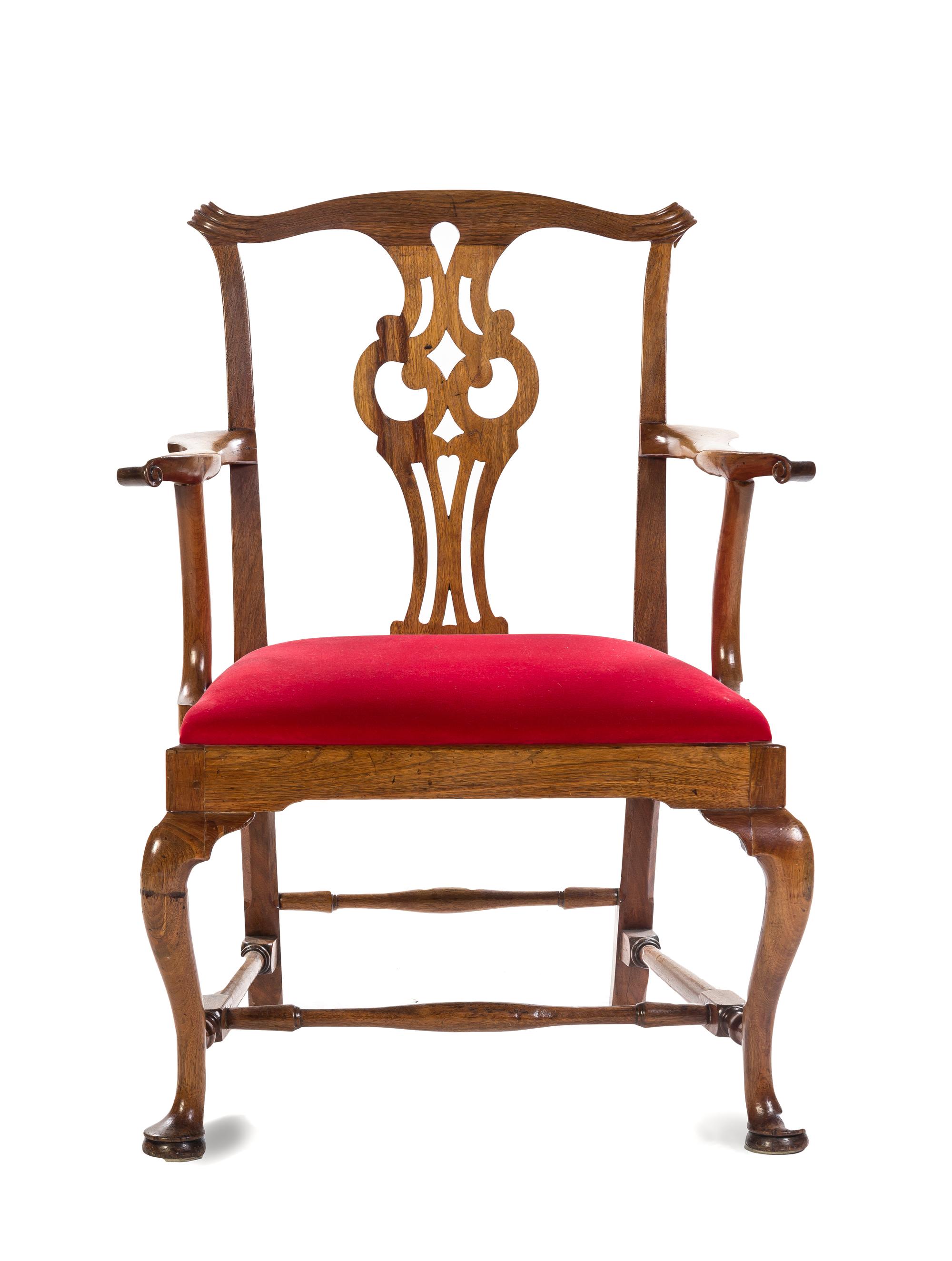 A Chippendale Style Mahogany Armchair, 19TH CENTURY, Height 38 inches. — 19TH CENTURY,