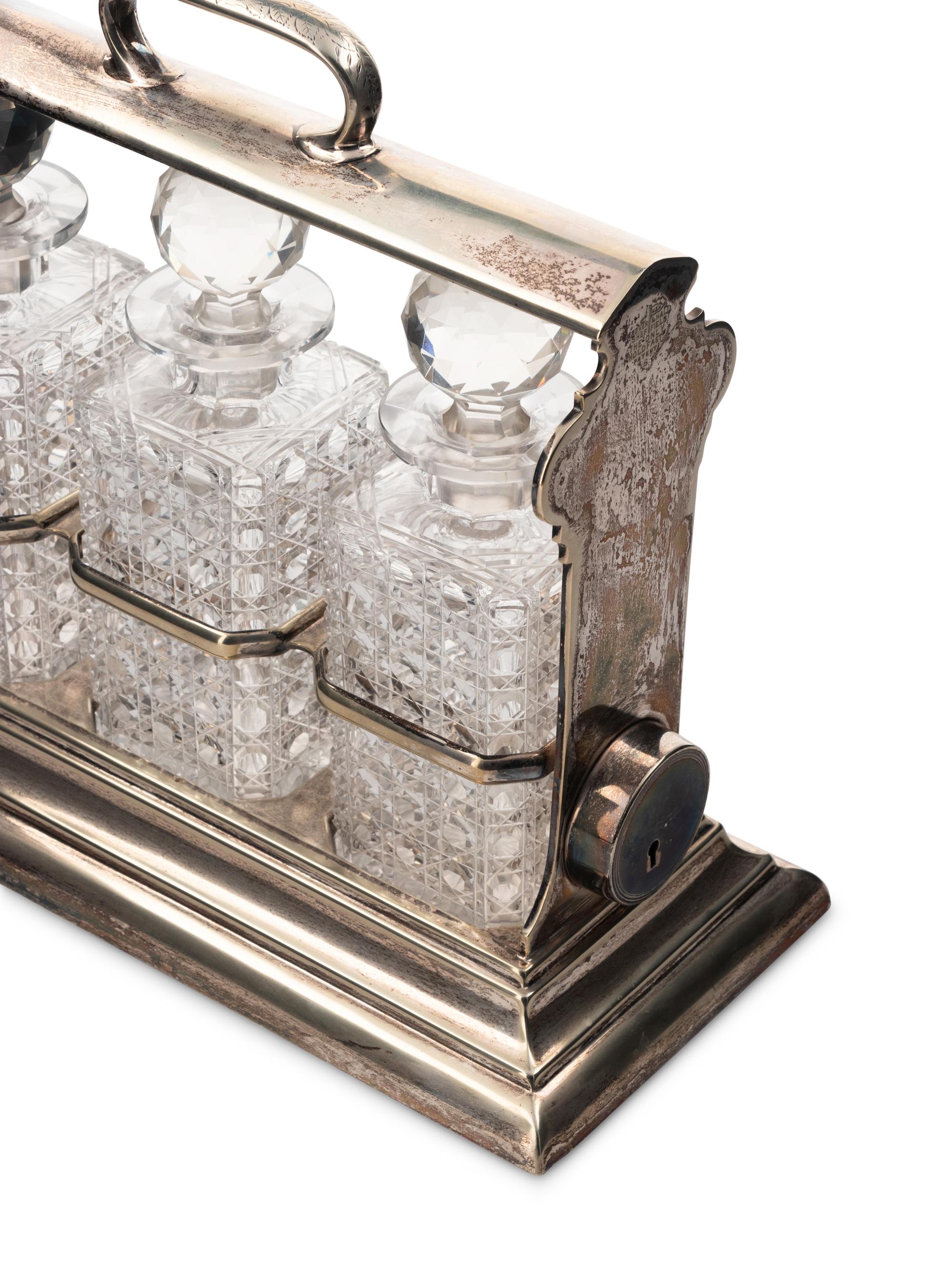 An English Silver-Plate and Cut Glass Tantalus