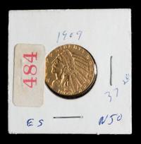 A United States 1909 Indian Head $5 Gold Coin