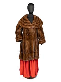 Adolfo Demi Buff Mink Stroller Coat with Cape Collar, 1990s