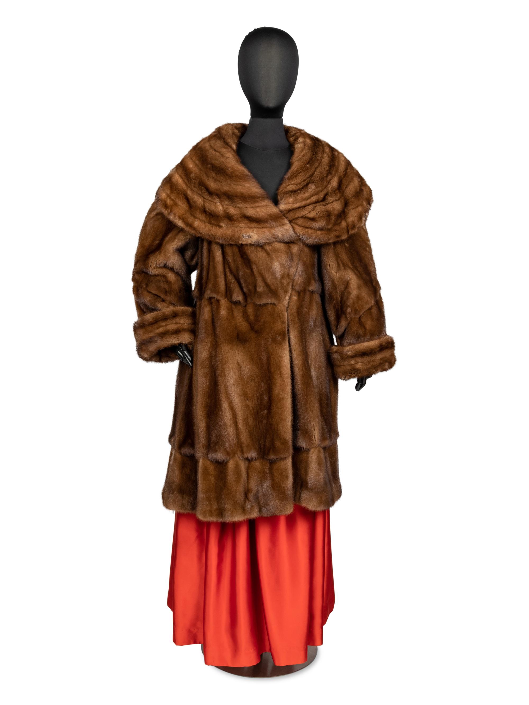Adolfo Demi Buff Mink Stroller Coat with Cape Collar, 1990s