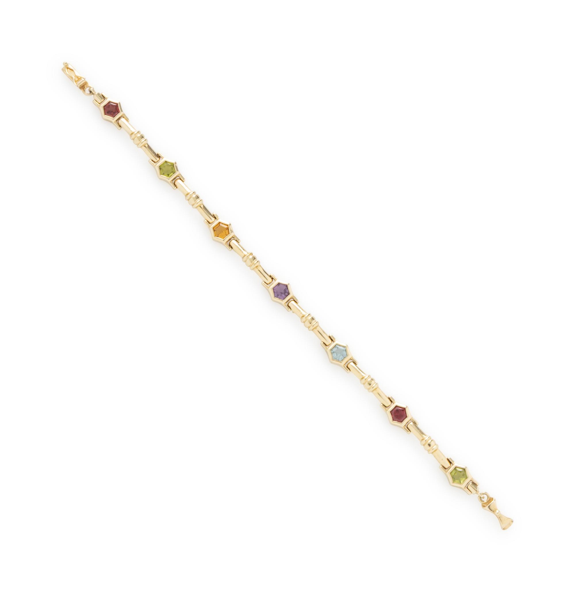 YELLOW GOLD AND MULTIGEM BRACELET AND EARRINGS