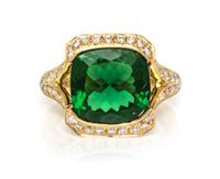 An 18 Karat Yellow Gold, Chrome Tourmaline and Diamond Ring, Kurt Wayne, 5.30 dwtd.