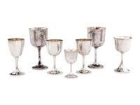Seven Japanese Silver Goblets