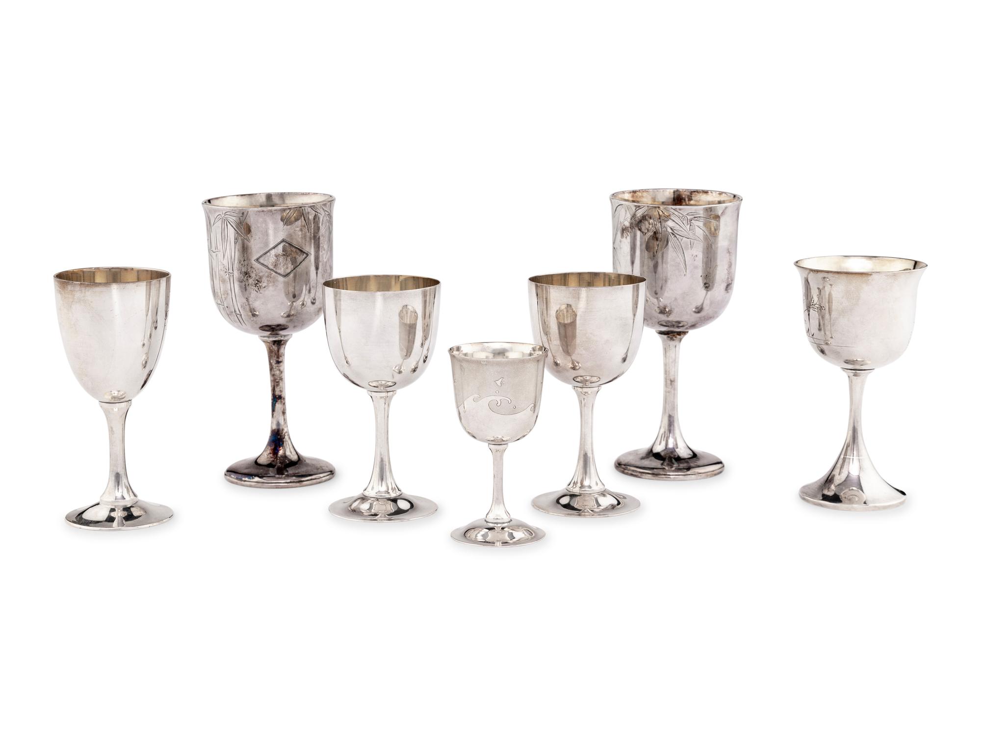 Seven Japanese Silver Goblets