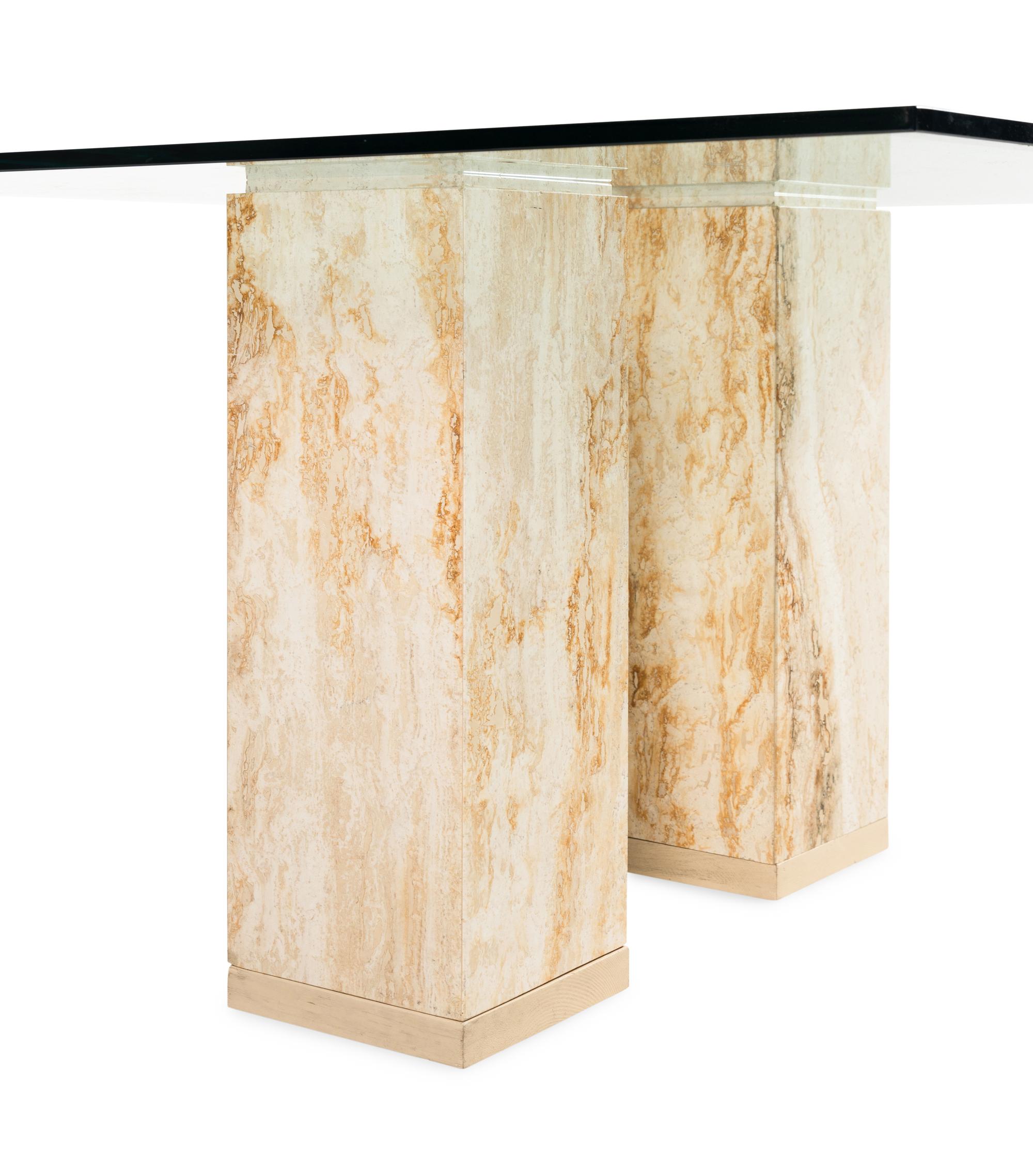 A Contemporary Marble and Glass Console Table