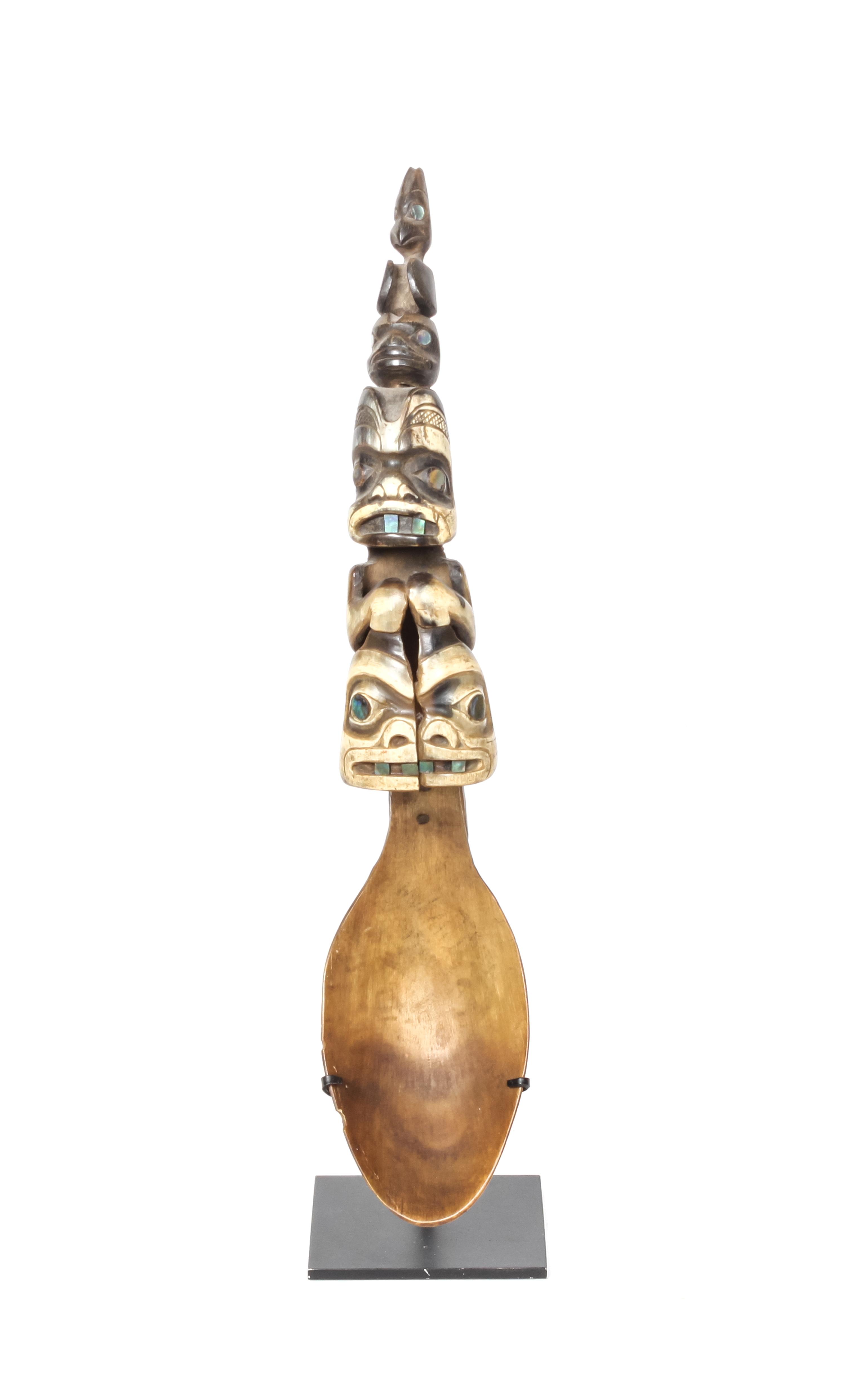 Tlingit Carved Horn Spoon Length 14 1/2 inches — 19th Century