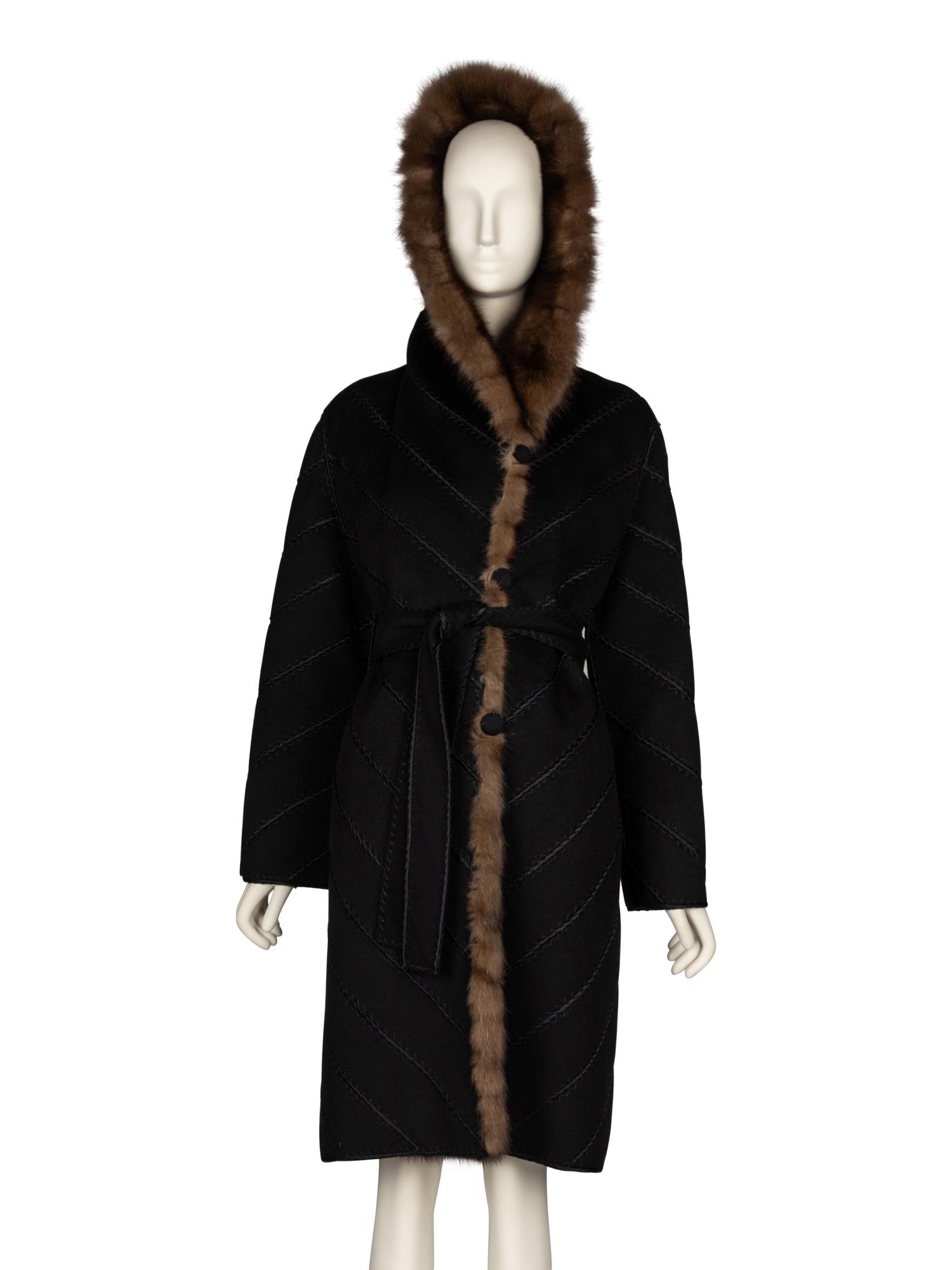 J. Mendel, Barguzine Sable-Trimmed Coat