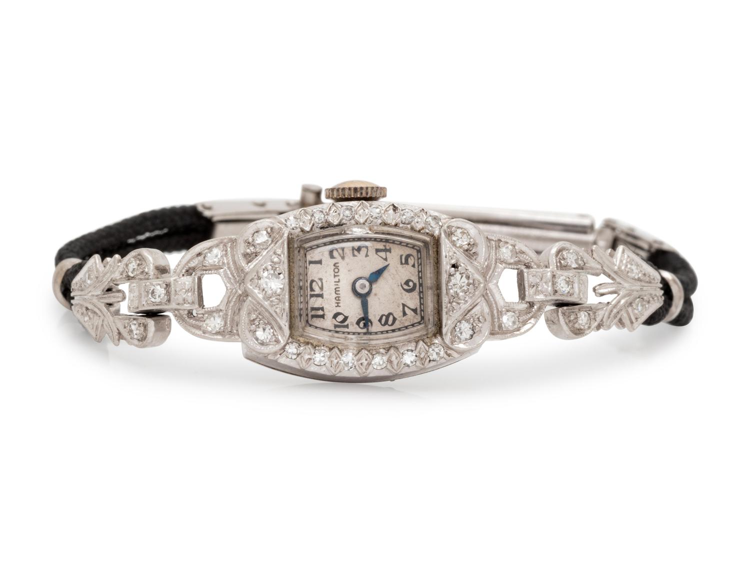 A Platinum and Diamond Wristwatch, Hamilton,