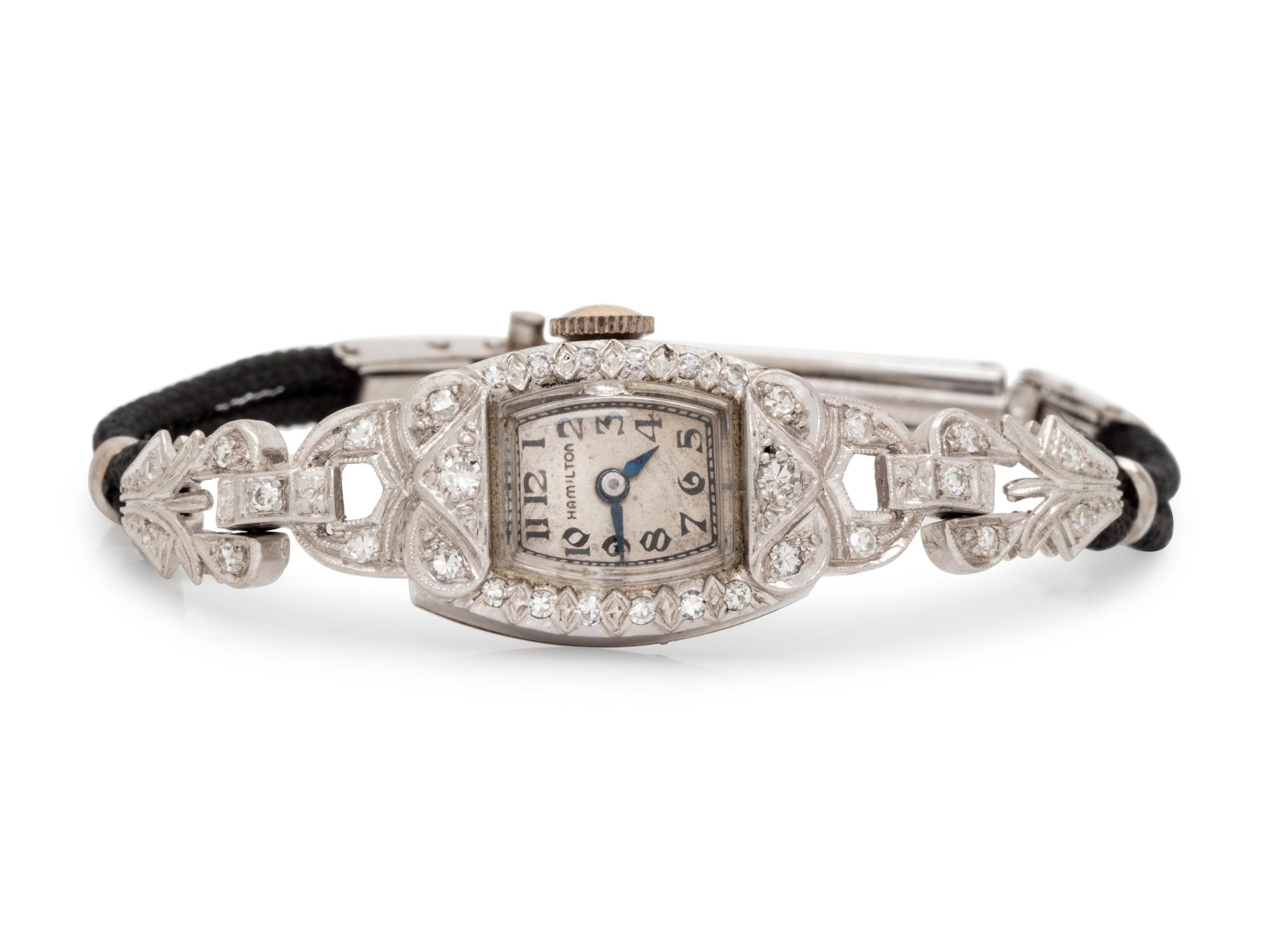 A Platinum and Diamond Wristwatch, Hamilton,