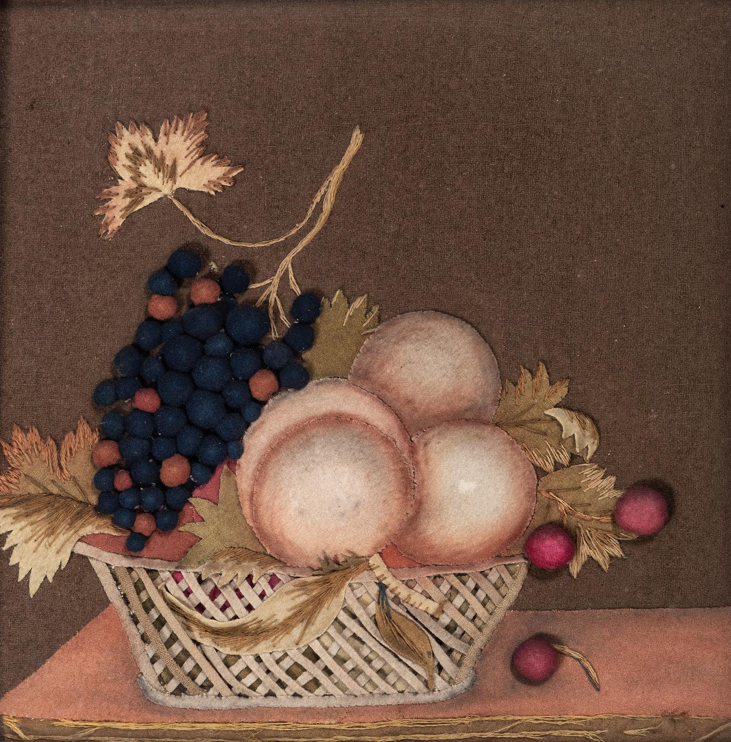 Two Embroidered Feltwork Pictures of Fruit