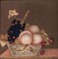 Two Embroidered Feltwork Pictures of Fruit