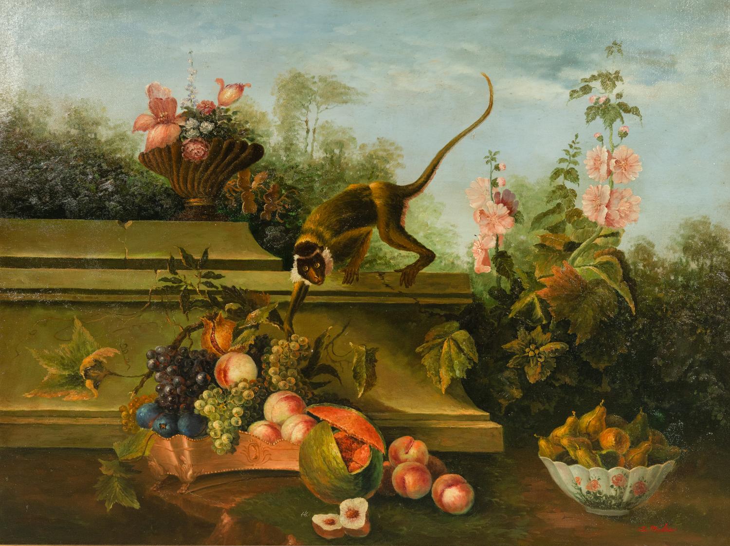 Still Life with Monkey, Fruit and Flowers